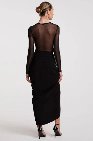 LONG SLEEVE TULE BODY WITH CUTOUT ON THE BUST