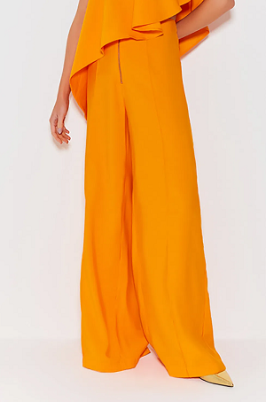 STRAIGHT PANTS WITH FRINGE AND METAL ZIPPER