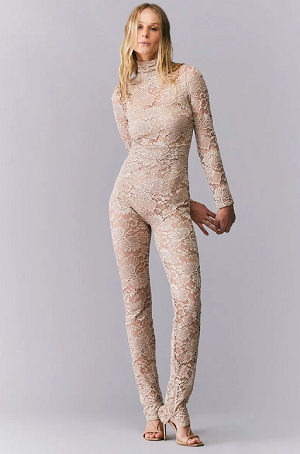 LONG SLEEVE HIGH NECK LACE JUMPSUIT