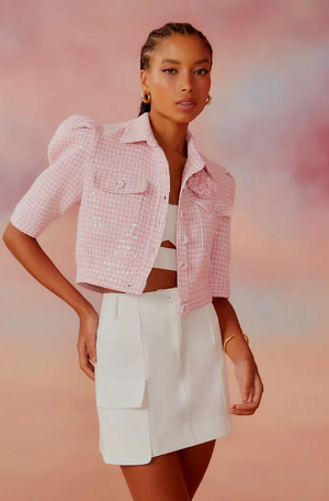 TWEED CANDY BROOCH FLEUR JACKET