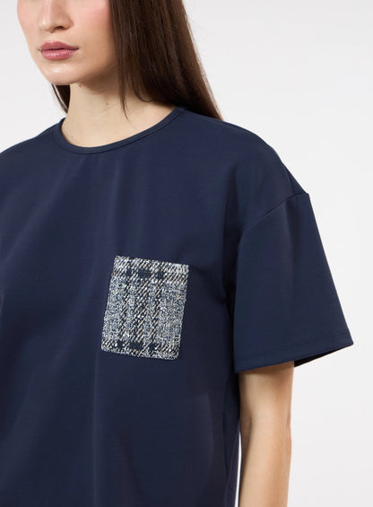 Tweed Pocket T-Shirt – Blue