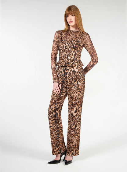 Leopard Print Twill Pants