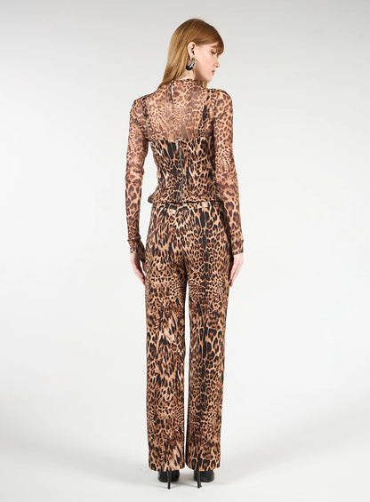 Leopard Print Twill Pants