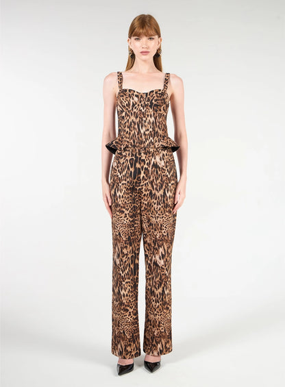 Leopard Print Twill Pants