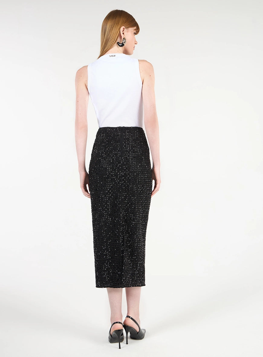 Midi Sequin Mesh Skirt