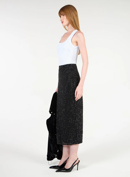 Midi Sequin Mesh Skirt
