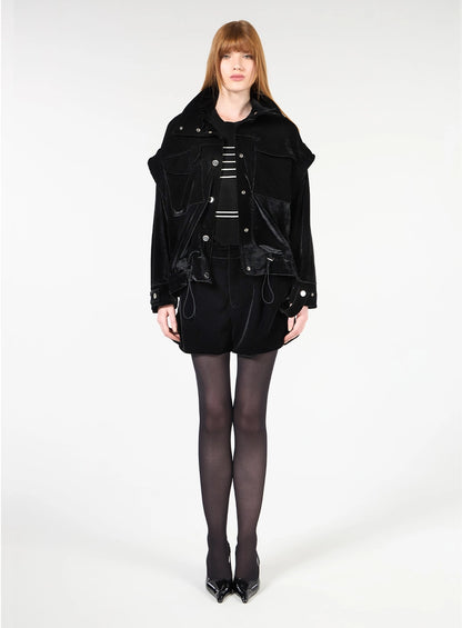 Velvet Jacket and Shorts Set – Black