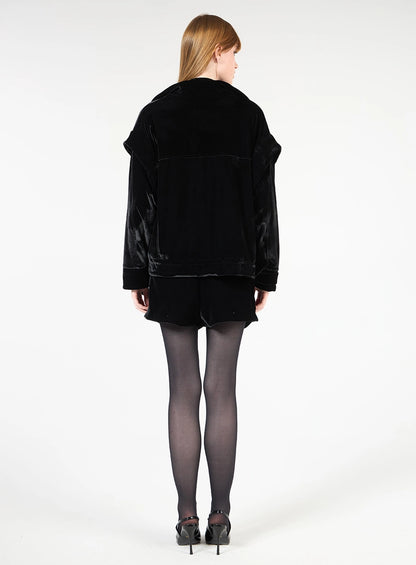 Velvet Jacket and Shorts Set – Black
