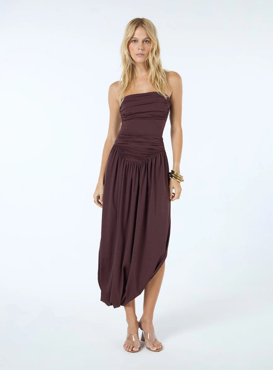 Draped Knit Dress – Hazelnut