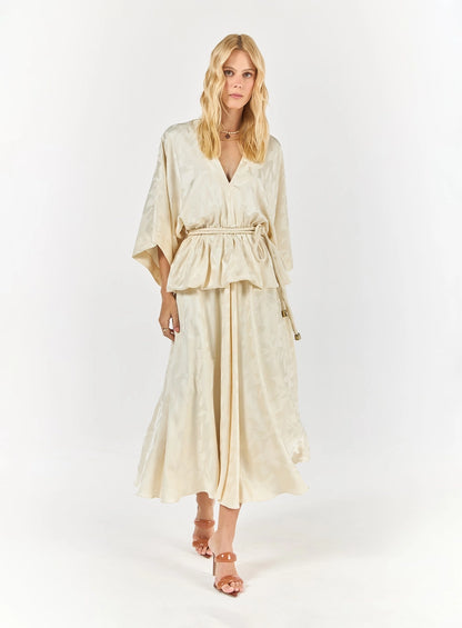 Jacquard Maxi Midi Dress – Off-White