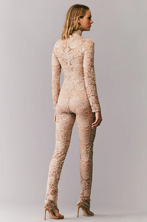 LONG SLEEVE HIGH NECK LACE JUMPSUIT