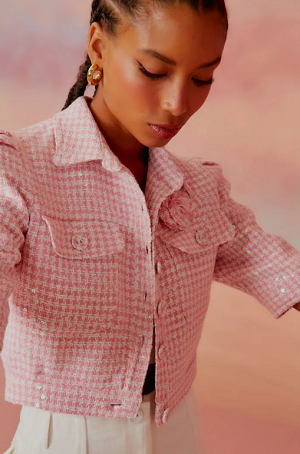 TWEED CANDY BROOCH FLEUR JACKET