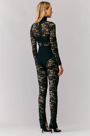 LONG SLEEVE HIGH NECK LACE JUMPSUIT