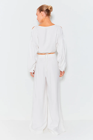 STRAIGHT PANTS WITH FRINGE AND METAL ZIPPER