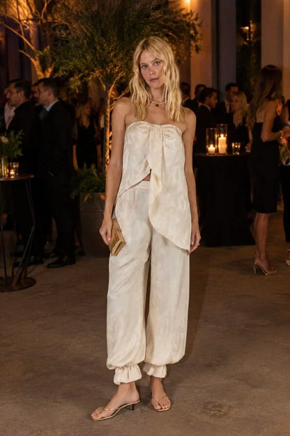 Jacquard Top and Pants Set – Off-White