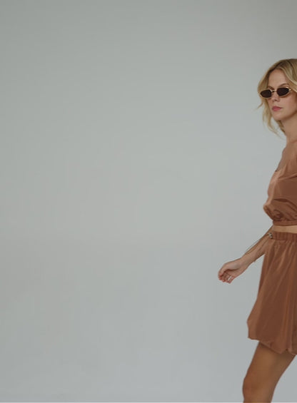 Terracotta Top & Balloon Skirt Set