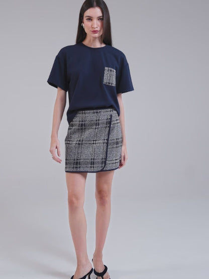 Tweed Pocket T-Shirt – Blue