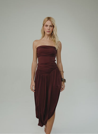 Draped Knit Dress – Hazelnut