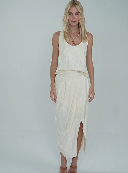 Jacquard Top and Midi Skirt Set – Off-White