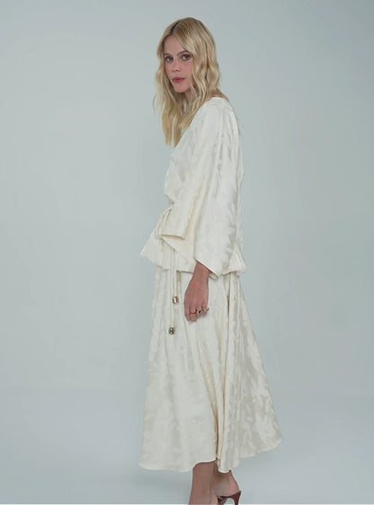 Jacquard Maxi Midi Dress – Off-White