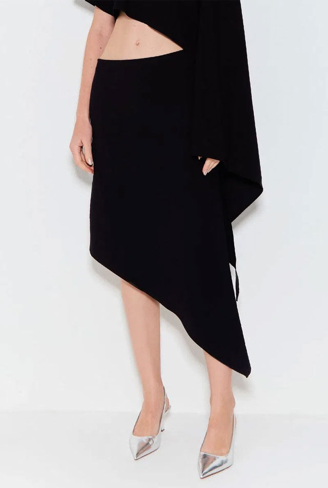 ASYMMETRIC MIDI SKIRT