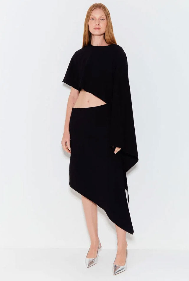 ASYMMETRIC MIDI SKIRT