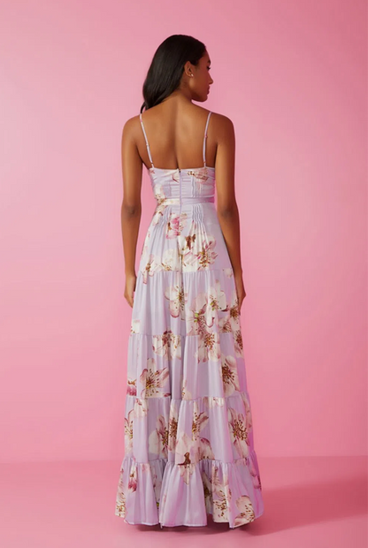 VITÓRIA LONG DRESS - LAVENDER FLOWER PRINT