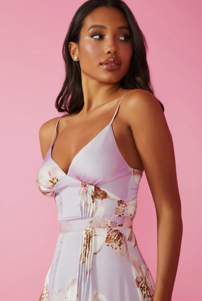 VITÓRIA LONG DRESS - LAVENDER FLOWER PRINT