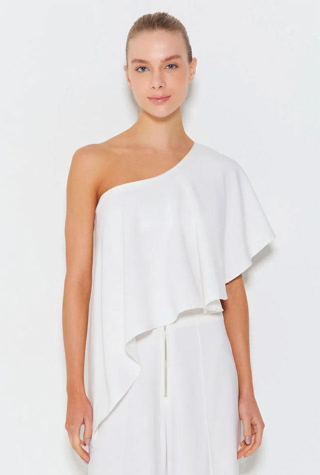 ONE SHOULDER BLOUSE WITH ASYMETRIC ROLLER