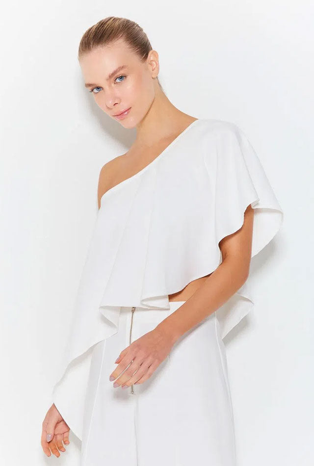 ONE SHOULDER BLOUSE WITH ASYMETRIC ROLLER