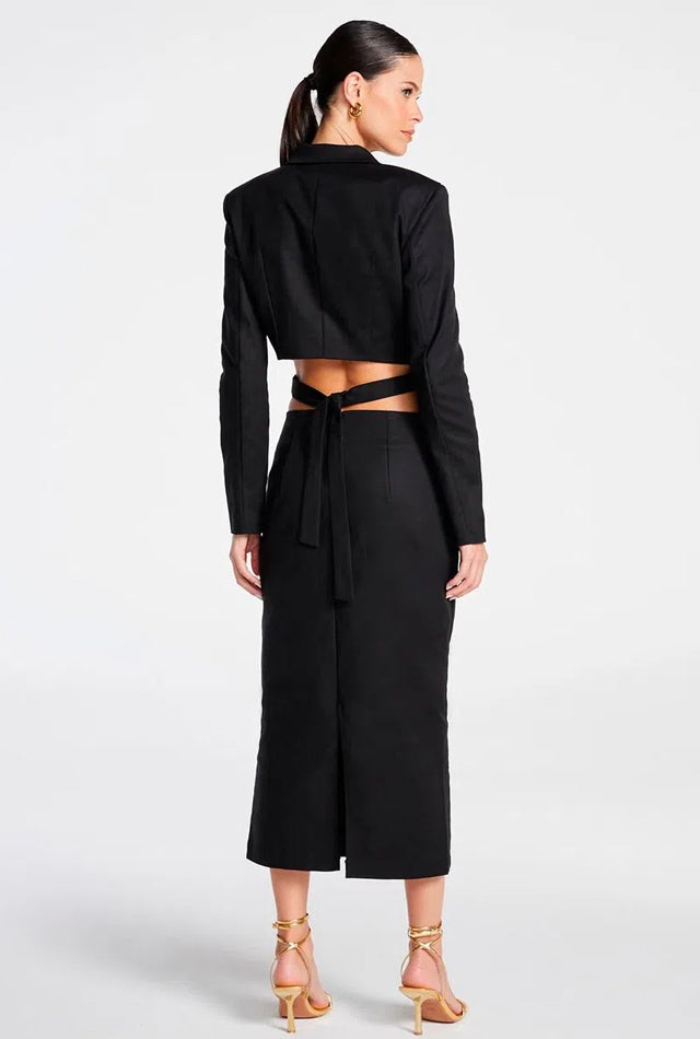 SHORT BLAZER WITH STRIPE AT THE HEMM