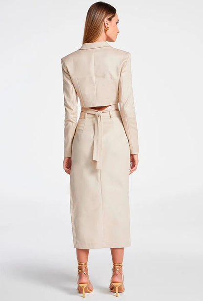 SHORT BLAZER WITH STRIPE AT THE HEMM