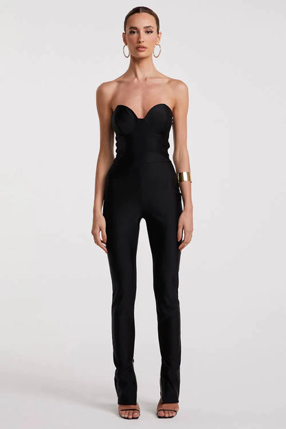 Stunning Brazilian Adriele Strapless Sculpt Jumpsuit by Zen, Women Greasy Costume